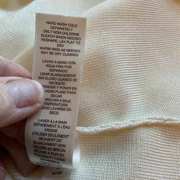 White House Off-White Cold-Shoulder Ribbed Knit Mock Neck Long Sleeve Top S - Picture 7 of 8